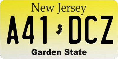 NJ license plate A41DCZ