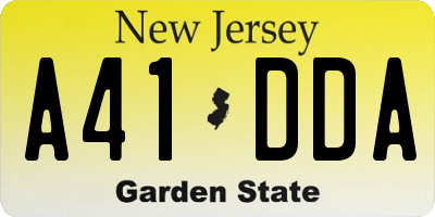 NJ license plate A41DDA