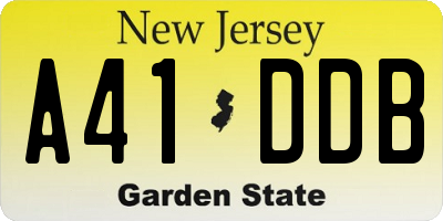 NJ license plate A41DDB