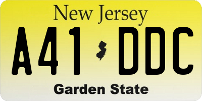 NJ license plate A41DDC