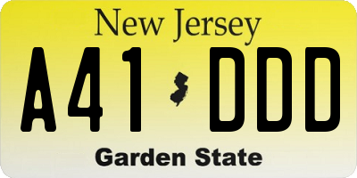 NJ license plate A41DDD