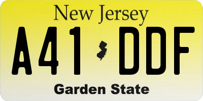 NJ license plate A41DDF
