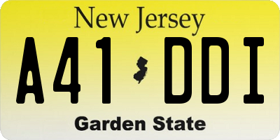 NJ license plate A41DDI