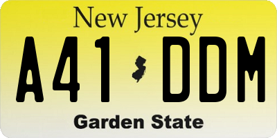 NJ license plate A41DDM
