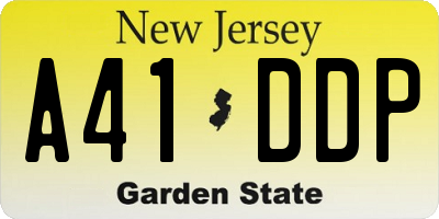 NJ license plate A41DDP
