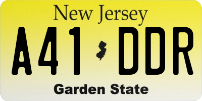 NJ license plate A41DDR