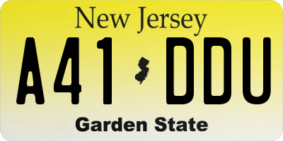 NJ license plate A41DDU
