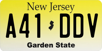NJ license plate A41DDV
