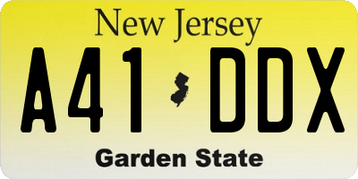 NJ license plate A41DDX