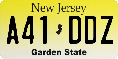 NJ license plate A41DDZ
