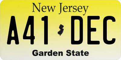 NJ license plate A41DEC