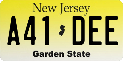 NJ license plate A41DEE