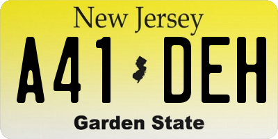 NJ license plate A41DEH