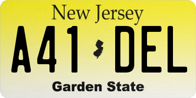 NJ license plate A41DEL