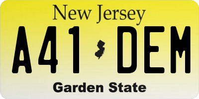 NJ license plate A41DEM