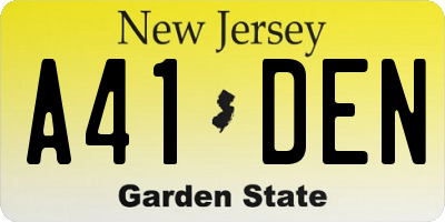 NJ license plate A41DEN