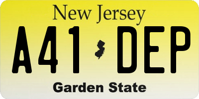 NJ license plate A41DEP