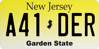 NJ license plate A41DER