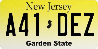 NJ license plate A41DEZ