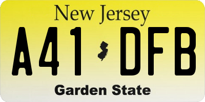 NJ license plate A41DFB