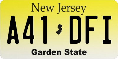 NJ license plate A41DFI