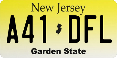 NJ license plate A41DFL