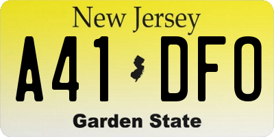 NJ license plate A41DFO
