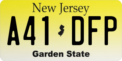 NJ license plate A41DFP