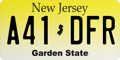 NJ license plate A41DFR