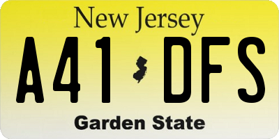 NJ license plate A41DFS