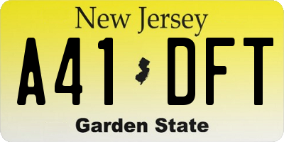 NJ license plate A41DFT