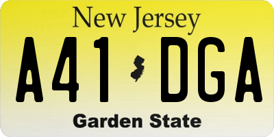 NJ license plate A41DGA