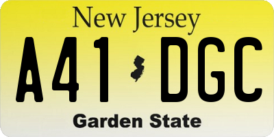 NJ license plate A41DGC