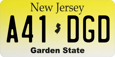 NJ license plate A41DGD