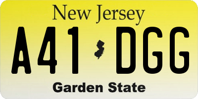 NJ license plate A41DGG