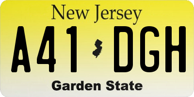 NJ license plate A41DGH