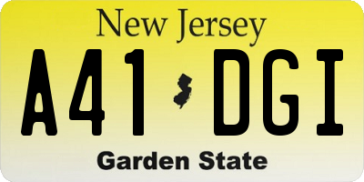 NJ license plate A41DGI