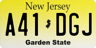 NJ license plate A41DGJ