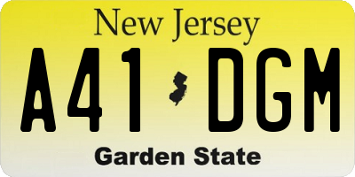 NJ license plate A41DGM