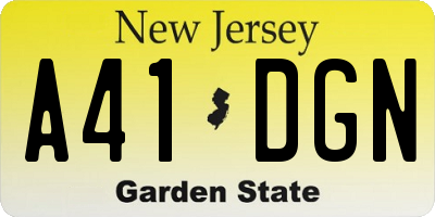 NJ license plate A41DGN