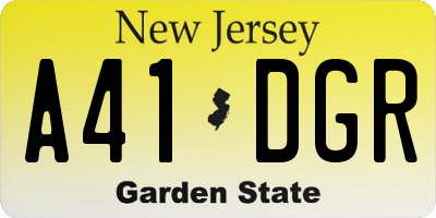 NJ license plate A41DGR