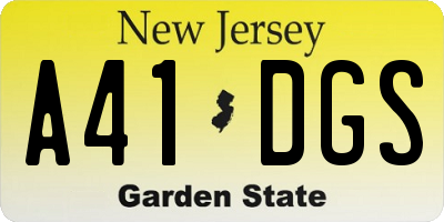 NJ license plate A41DGS