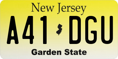 NJ license plate A41DGU