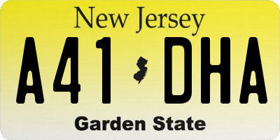 NJ license plate A41DHA
