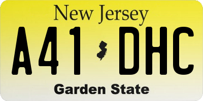 NJ license plate A41DHC