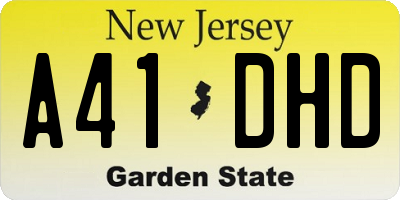 NJ license plate A41DHD