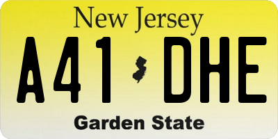 NJ license plate A41DHE