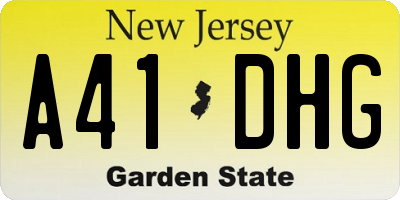 NJ license plate A41DHG