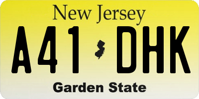 NJ license plate A41DHK