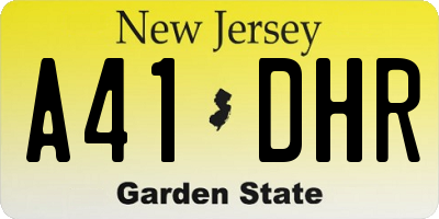 NJ license plate A41DHR
